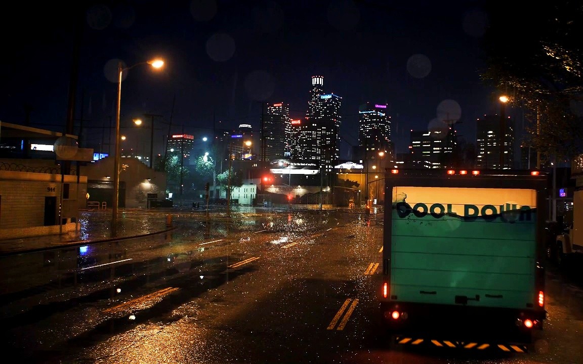 雨夜城市夜晚街道白噪音學習向作業用環境音