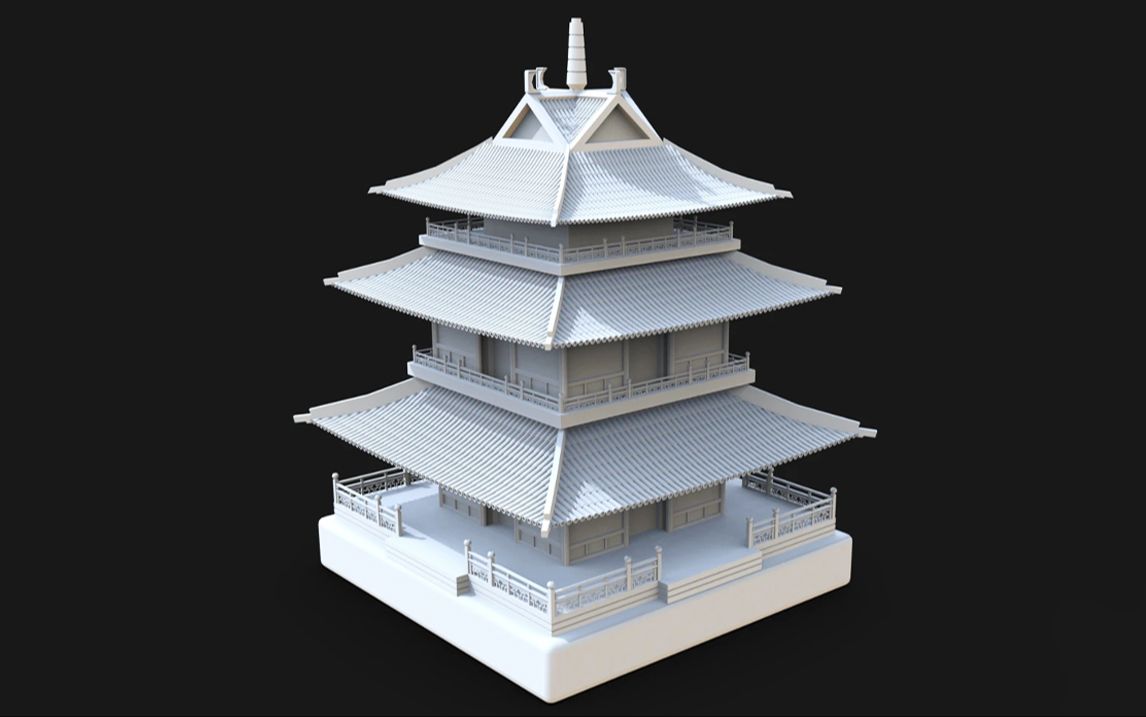 【3dmax场景】一栋朴实无华的古风塔楼建筑模型制作