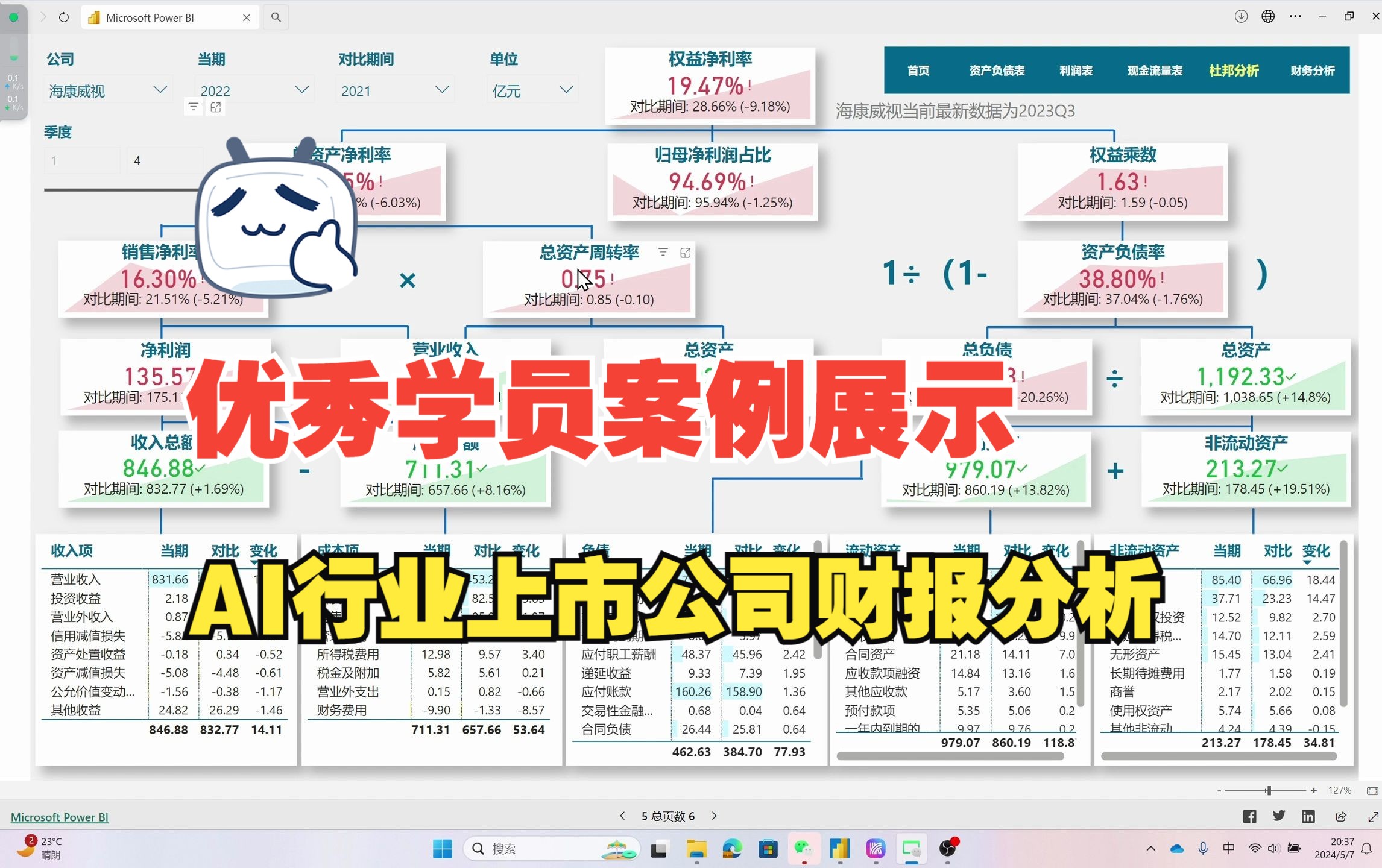 学员优秀案例展示,用PowerBi做上市公司财务分析哔哩哔哩bilibili