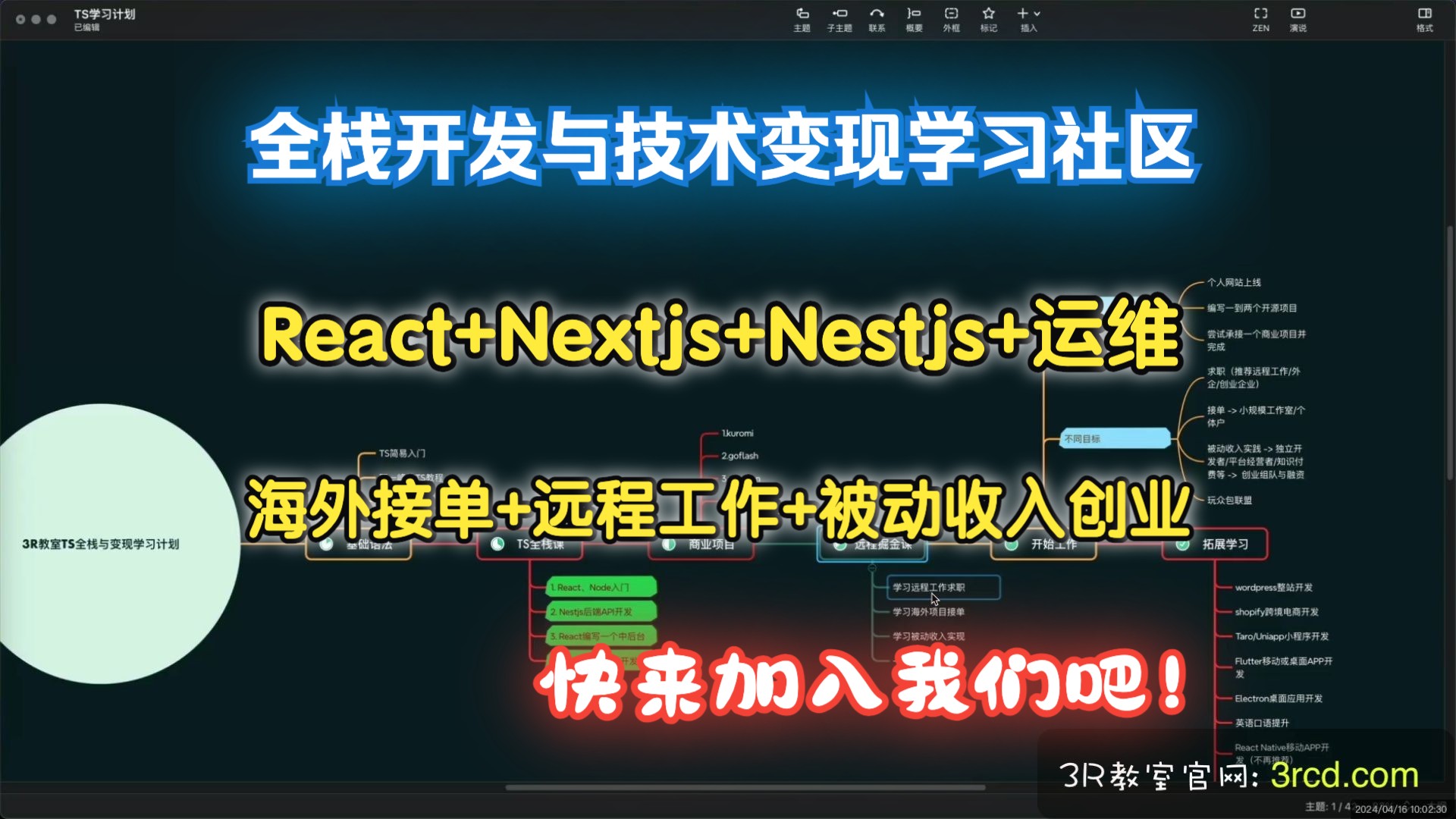 以赚钱为目标的TS全栈开发与技术变现学习社区海外项目接单+远程工作求职+被动收入实践+创业组队融资+React/Nestjs/Next.js/运维哔哩哔哩bilibili