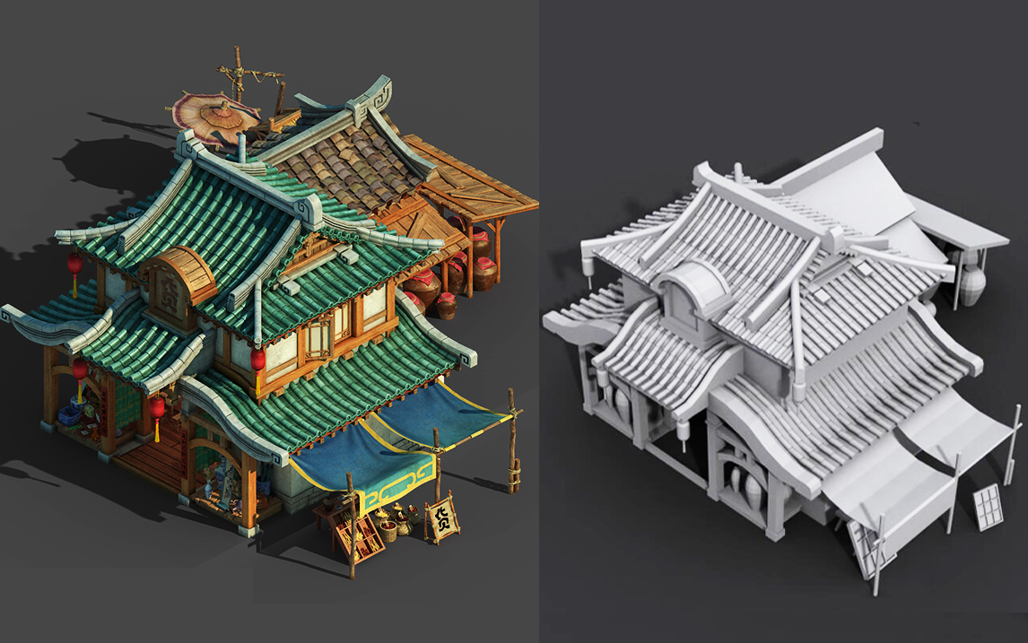 【3dmax场景建模】古风小酒馆场景模型构建,从零开始制作,3d建模基础