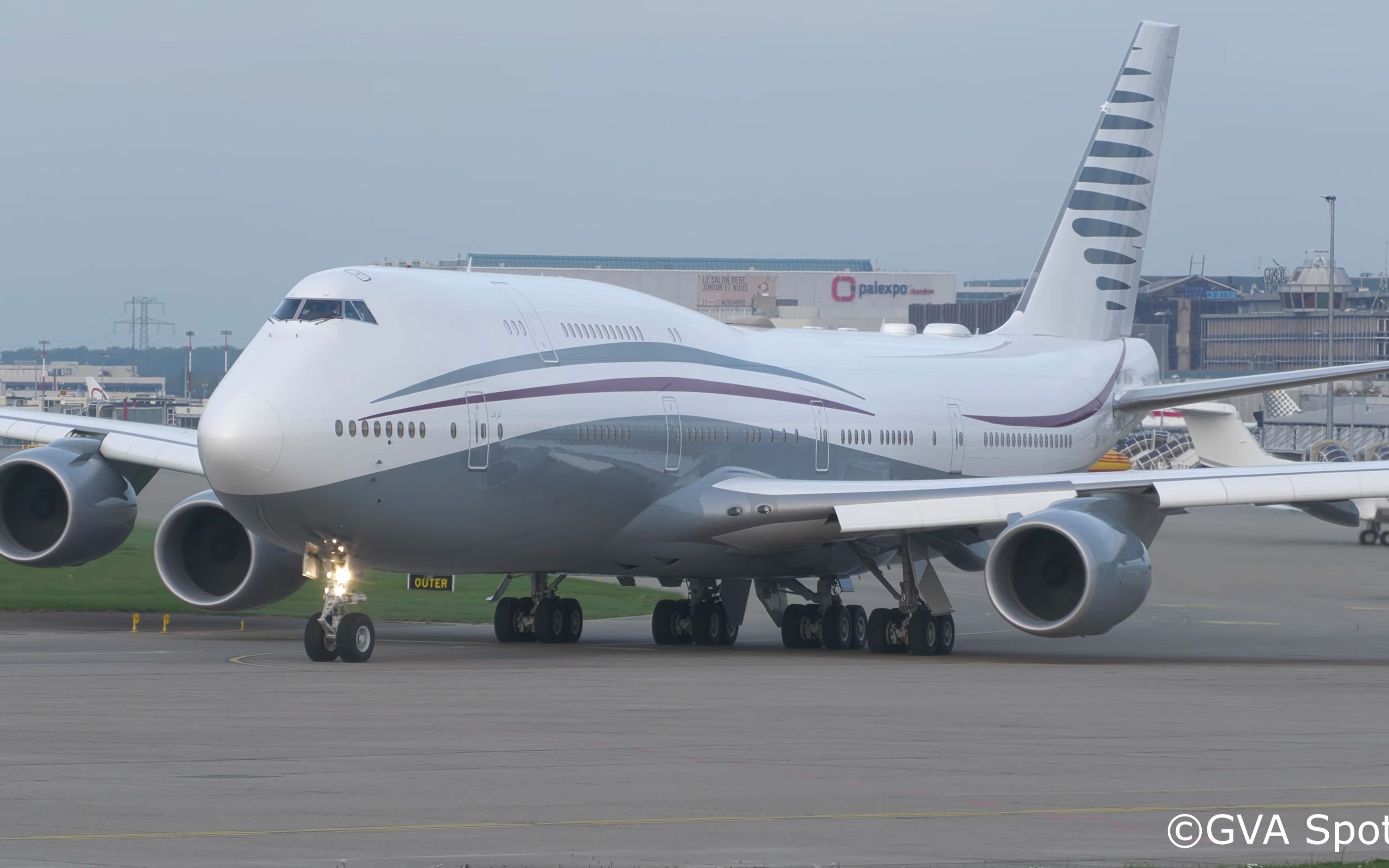 qatar amiri 747-8bbj a7-hbj|日内瓦克万特兰国际机场|4k