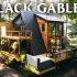 木屋，室内、景观A-frame Cabin w Amazing Interior Space Design Black 