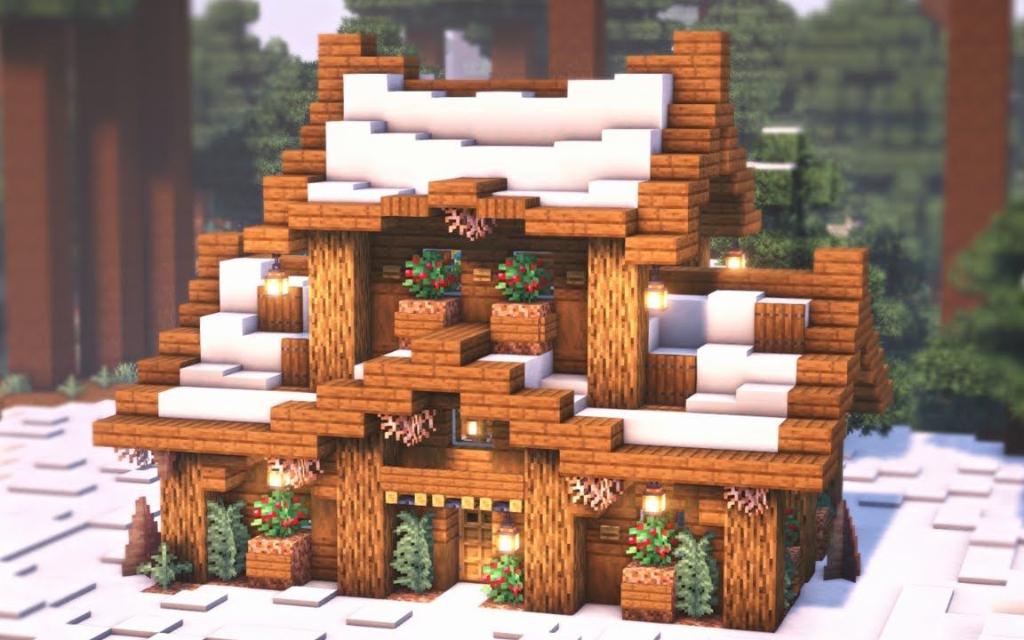 【minecraft建筑教程】72雪中木屋72/建筑内饰 [搬运]