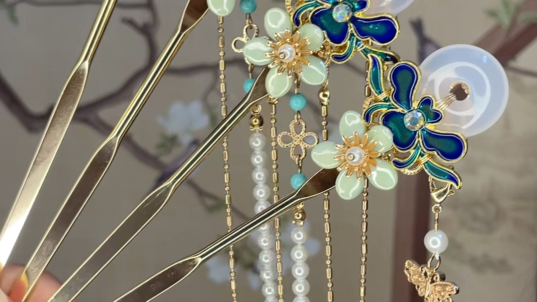 这批颜色也清透的很哪#烧蓝发簪 #天然石 #纯手工打造 #总有一款适合