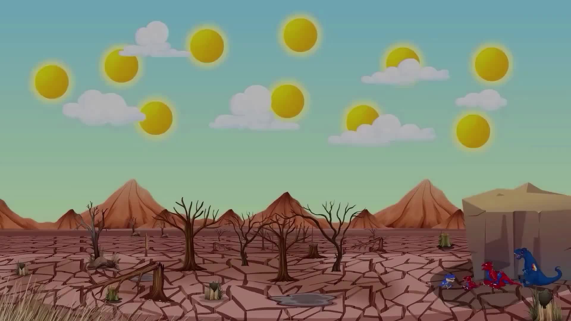 恐龙大派对,天上出现十个太阳非常热,恐龙们要射九个下来!