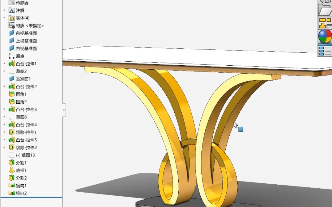 用SOLIDWORKS拉伸做一款交叉造型不锈钢餐桌,一起来做哔哩哔哩bilibili