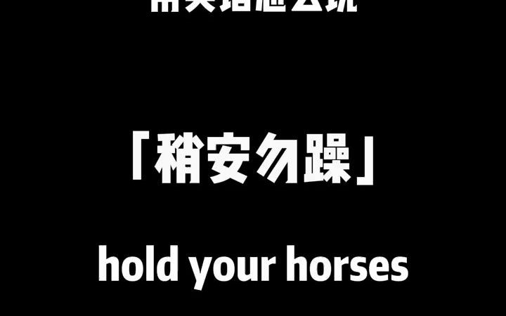 hold your horses 稍安勿躁用英语怎么说?学英语 每日英语 英语口语 英语哔哩哔哩bilibili