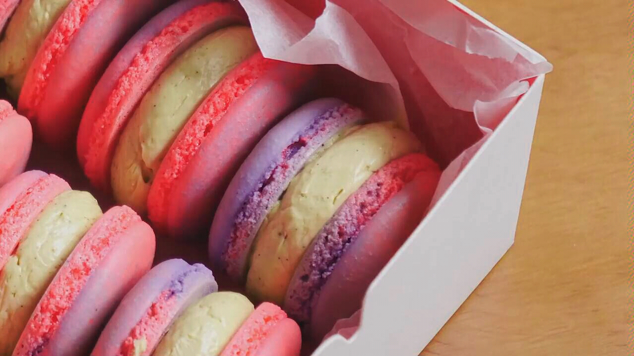 【马卡龙制作】粉紫双拼梦幻马卡龙