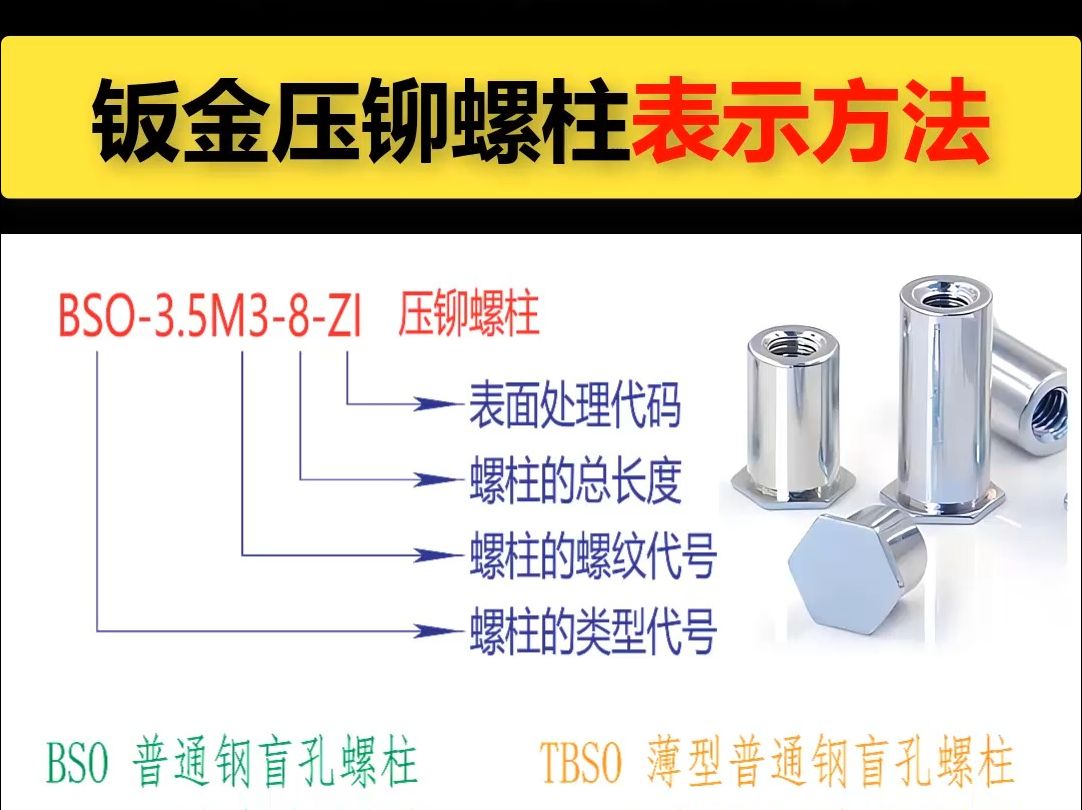 钣金常用压铆螺柱表示方法哔哩哔哩bilibili