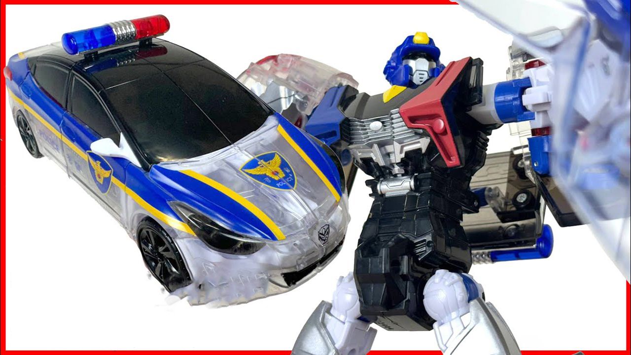 全新咖宝车神变形汽车玩具开箱:1个机器人怎么变成1辆警车?