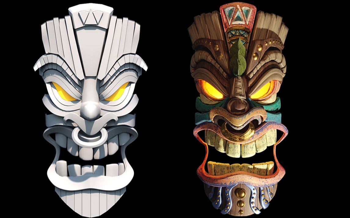 3dmax游戏建模:3d游戏道具面具模型制作 布线卡线讲解案例_哔哩哔哩