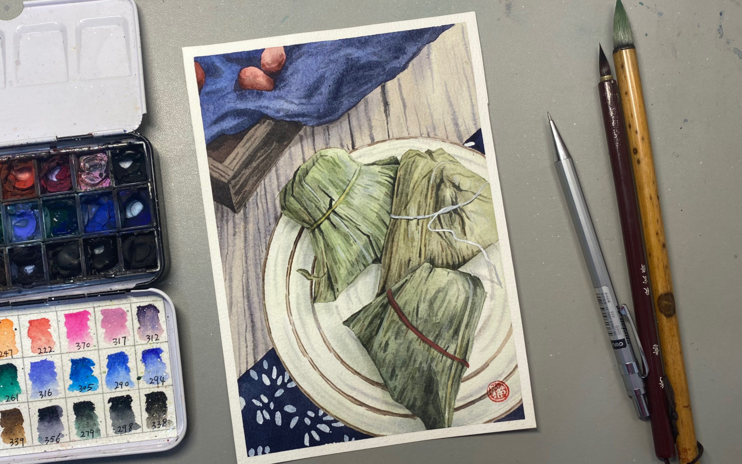 水彩粽子这样画,你学会了吗?