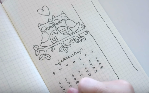 【youtube搬运】博主 Doodles by Sarah2月bujo超可爱的简笔画Bullet Journal February 2018 Calendar哔哩哔哩bilibili