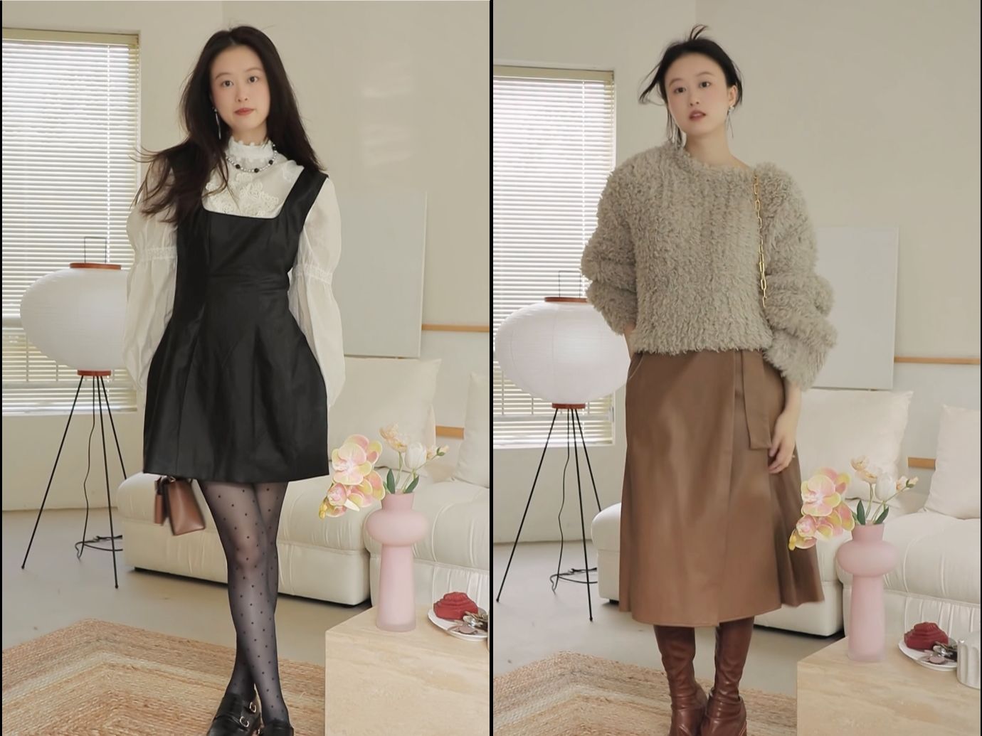 158冬季皮裙复古穿搭