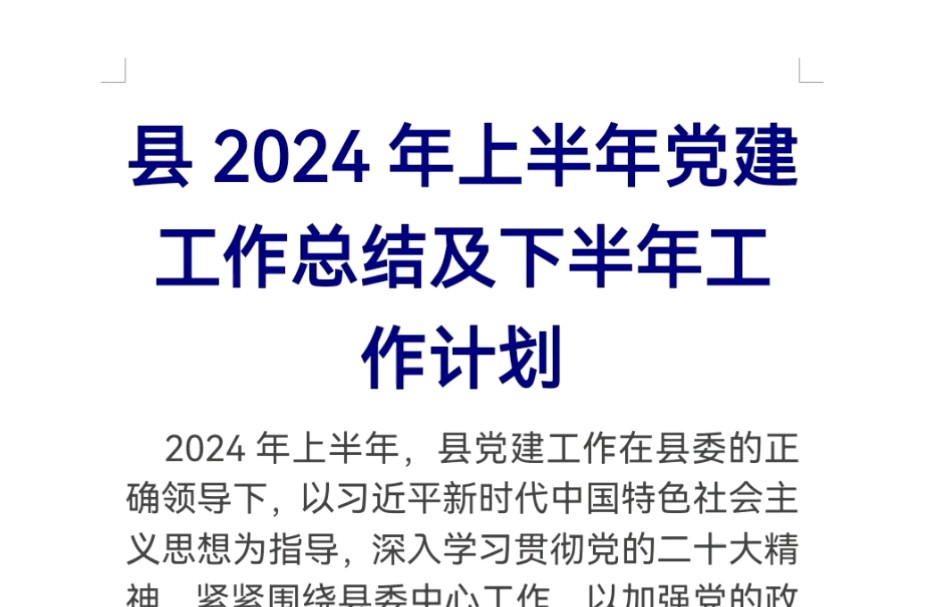 县2024年上半年党建工作总结及下半年工作计划哔哩哔哩bilibili