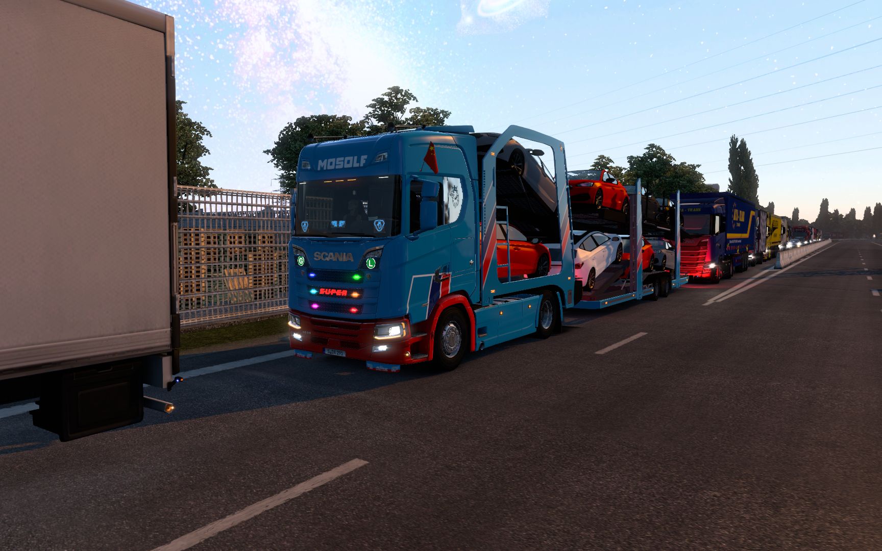 欧洲卡车模拟2驾驶斯堪尼亚450s运输轿车德国-罗马尼亚