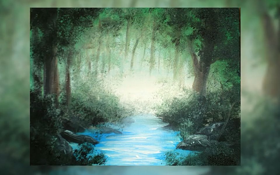 【丙烯画】【十分钟系列】|迷雾森林||搬运|painting-a-misty-forest