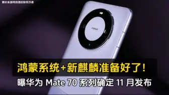 Download Video: 5499，Mate70最终爆料！纯血鸿蒙新麒麟，最终确认11月发布。