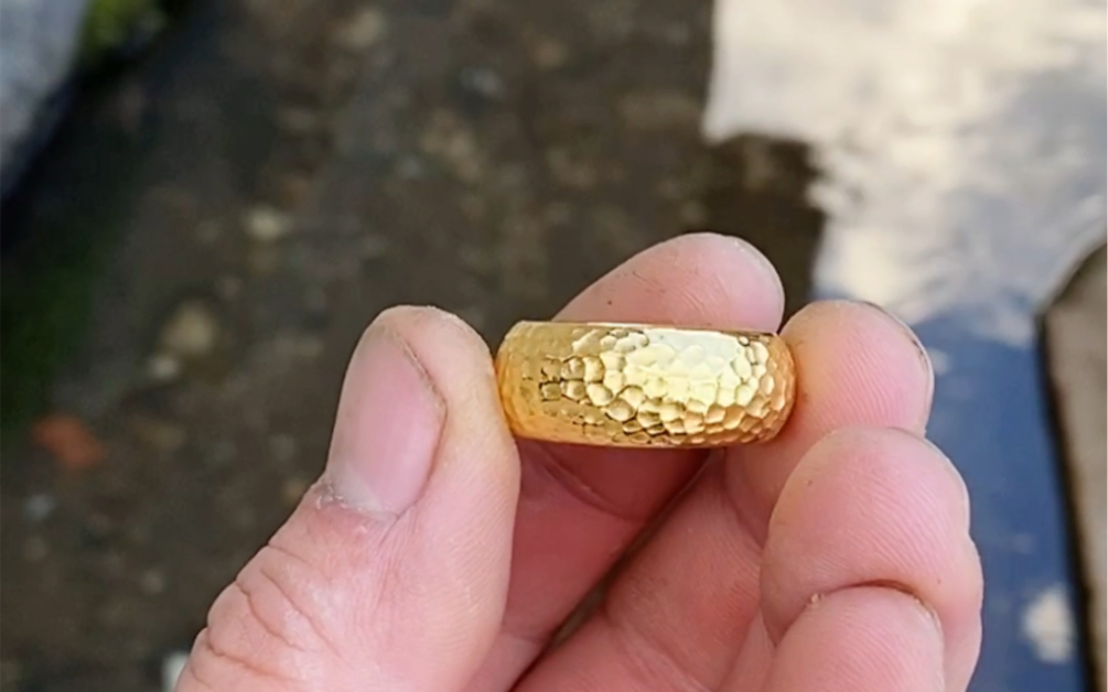 我失败了十一次的作品,活口金包银陨石坑戒指