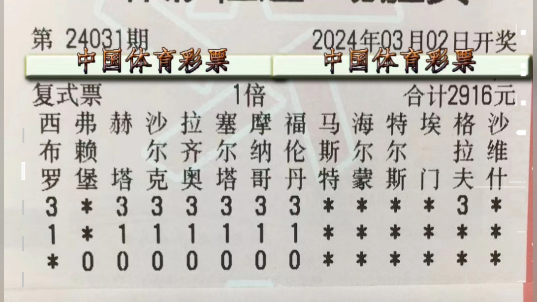 24031期足彩胜负彩14场最新预测.任九