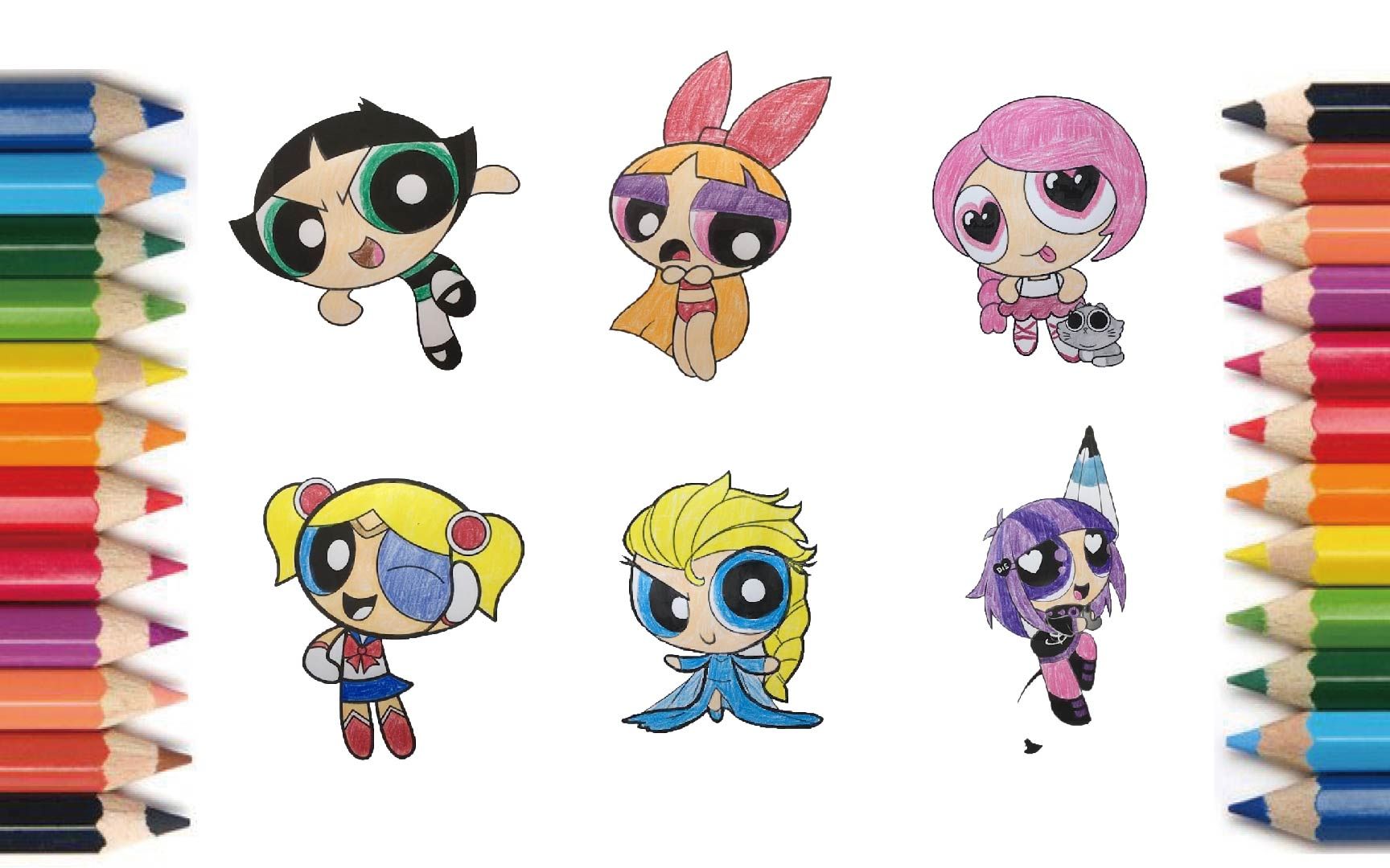 girls 【塗り絵】パワーパフガールズ 【涂色】飞天小女警 1576