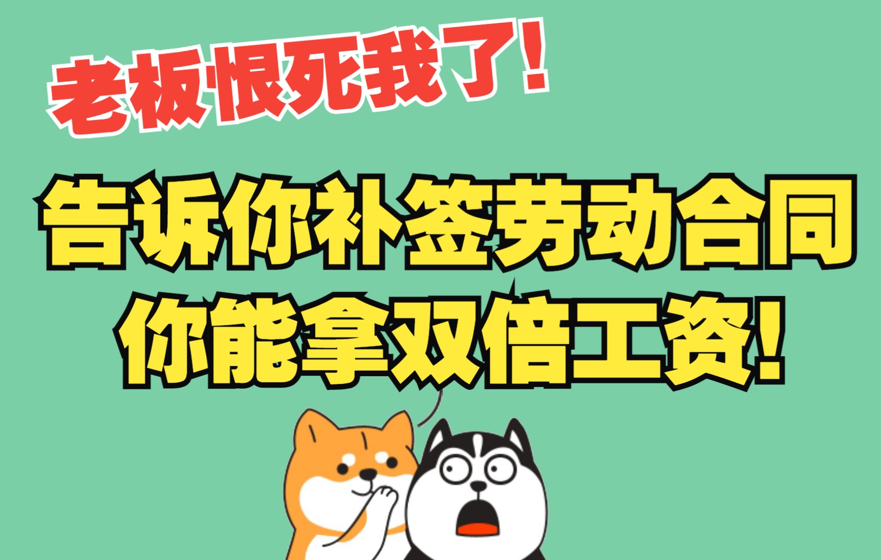 我不是在挑事儿~我是在告诉你:补签劳动合同的你能拿双倍工资!哔哩哔哩bilibili