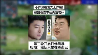 Video herunterladen: 小胖深夜发文太炸裂！张凯也忍不住内涵老林，第三轮开启扫佛风暴，归期：我们只是在练着玩而已