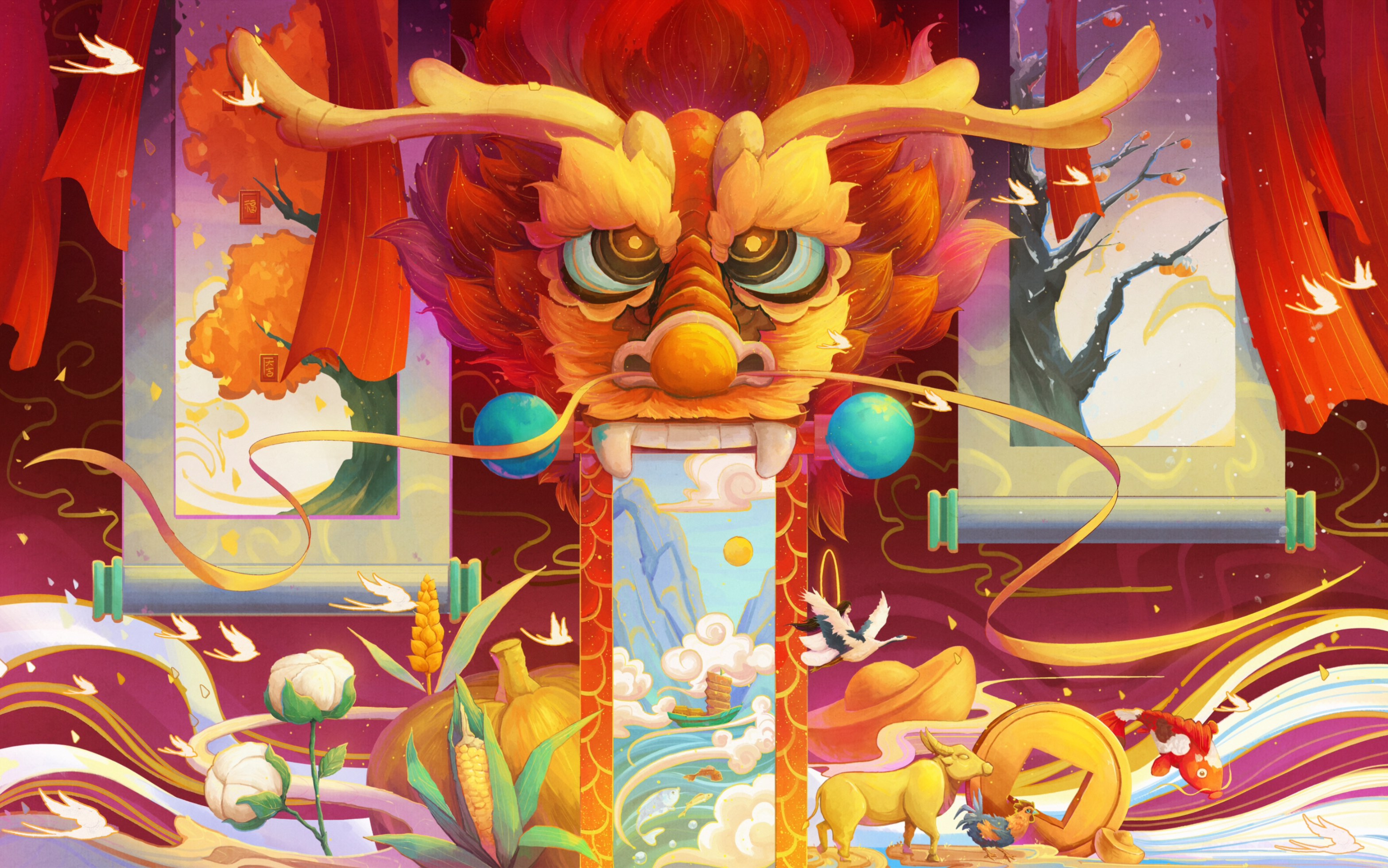 龙年国潮插画|风调雨顺