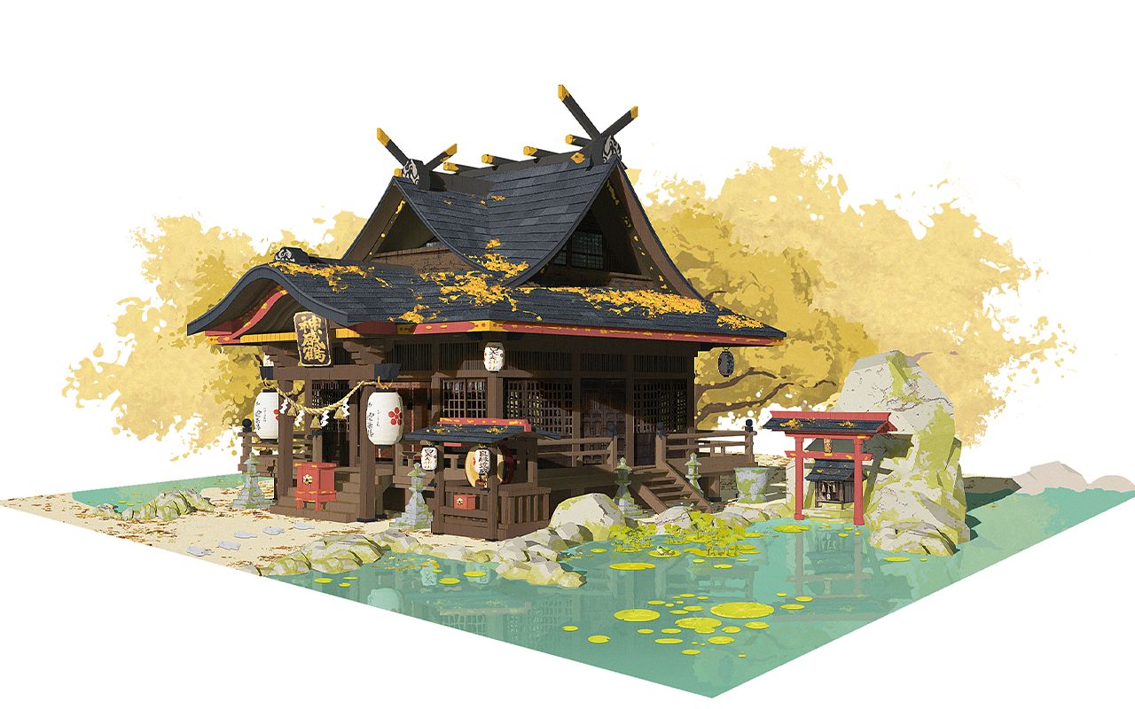 【场景建模】"日式和风庭院"建模,次世代场景房屋基础模型搭建,材质