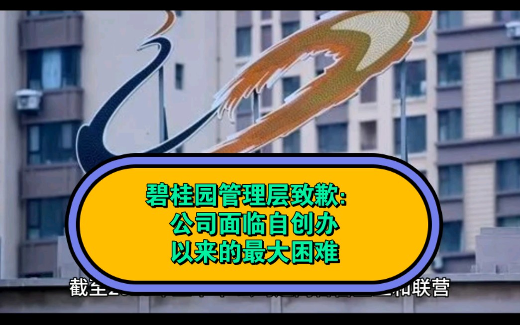 碧桂园管理层致歉:公司面临自创办以来的最大困难哔哩哔哩bilibili