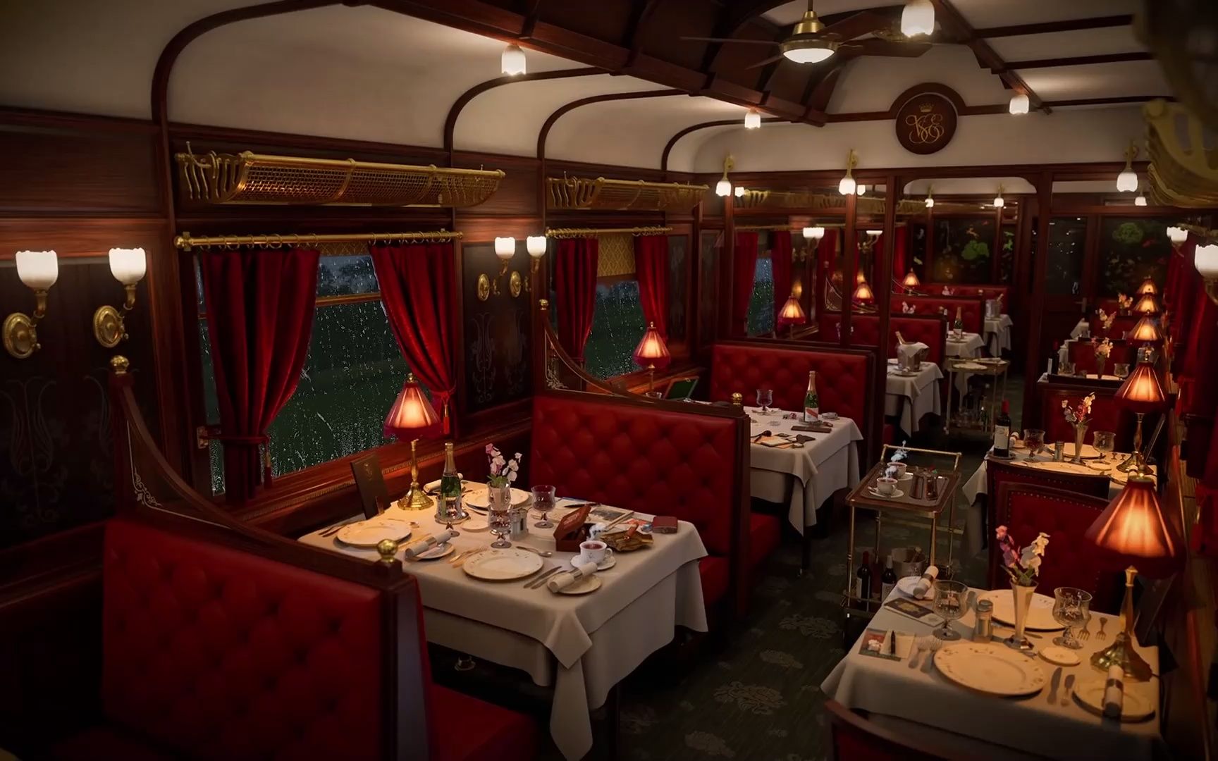 白噪音8小时睡觉专用丨东方快车火车车厢的氛围伴随着雨声和火车的