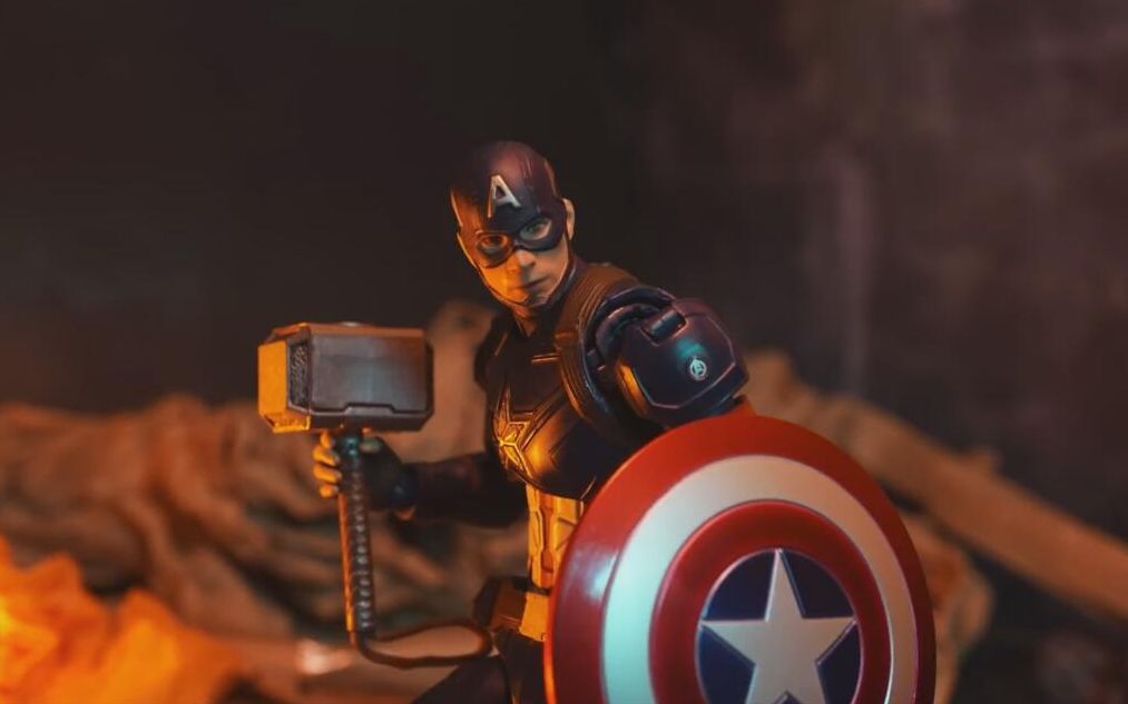 用模型还原终局之战最终大战,美队拿起锤子的名场面