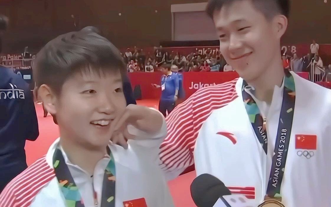 王楚钦孙颖莎|2018雅加达亚运会采访捏脸