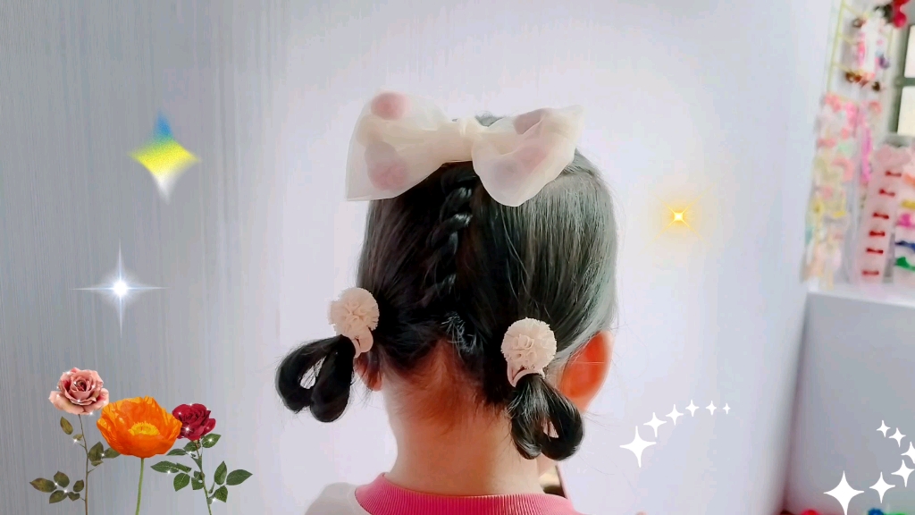 蝴蝶结发夹扎发教程来咯,快给女儿安排起来吧!