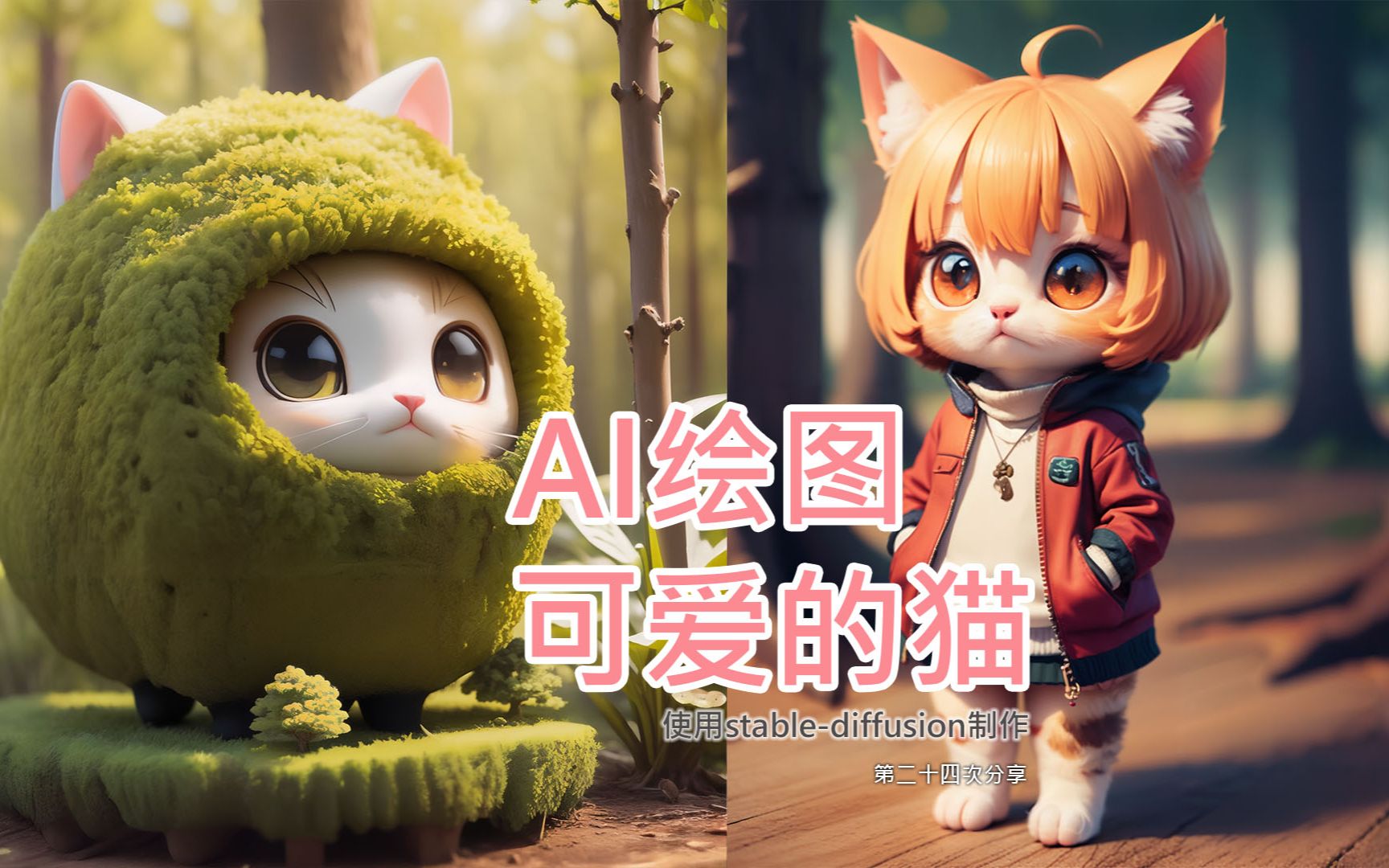 AI绘画 可爱的猫(Stable Diffusion),一(100张)哔哩哔哩bilibili