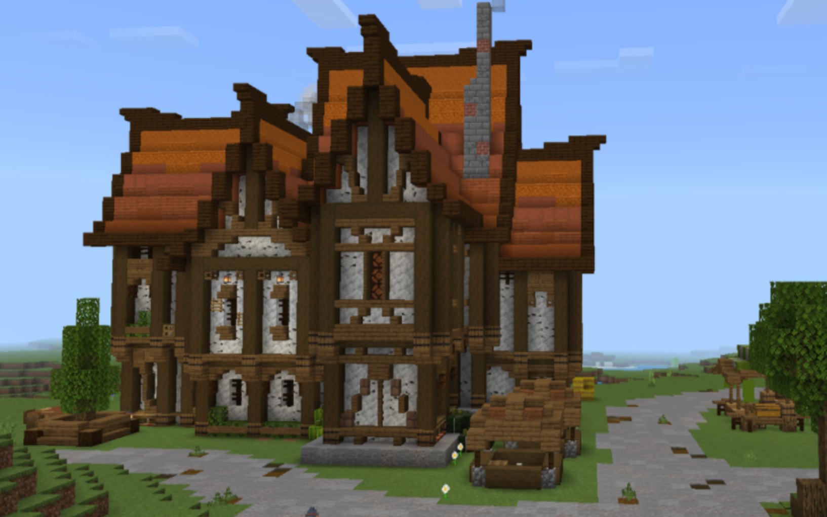 我的世界建筑展示:两栋中世纪民居