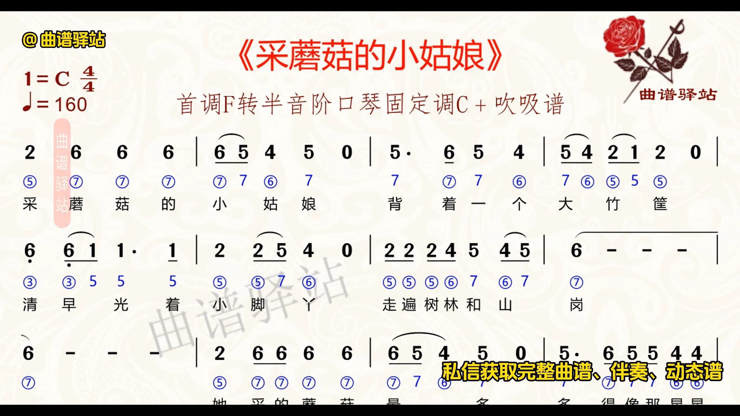 半音阶口琴固定调c 吹吸谱#曲谱#简谱#伴奏#口琴#动态谱[曲谱