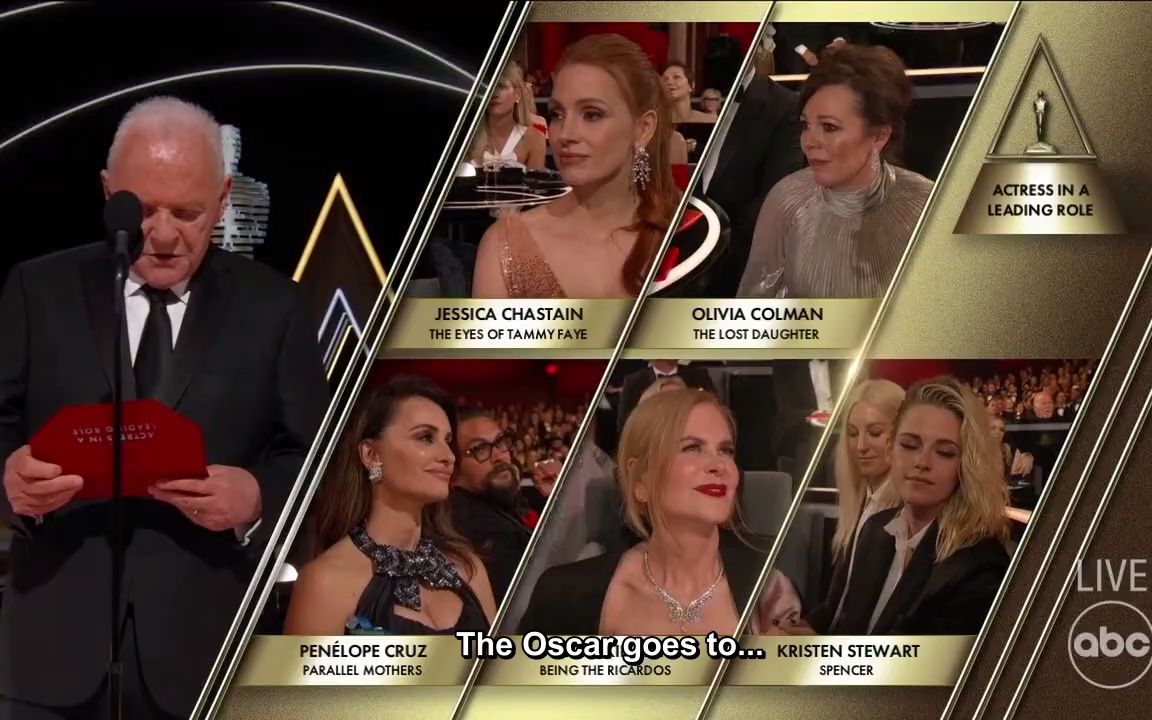 [图]Jessica Chastain Accepts the Oscar for Lead Actress（自制英文字幕）