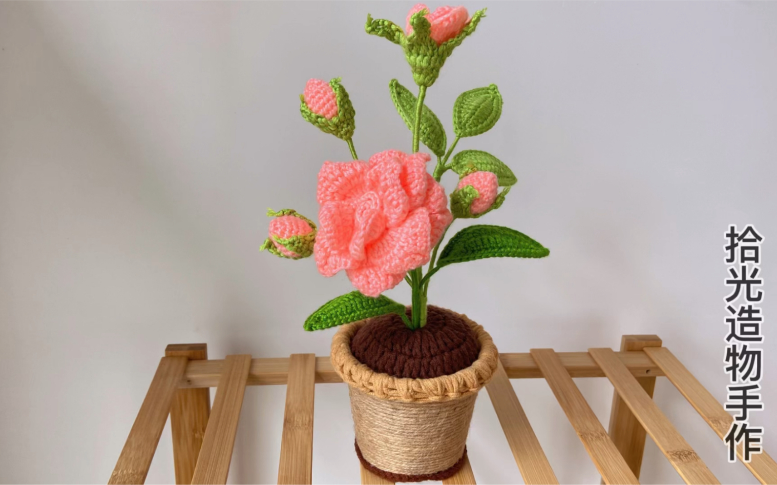 (教程一)这个冬天钩一盆月季 无须百般呵护 花朵依然漂亮动人