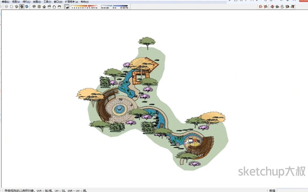 sketchup大叔半小时快速sketchup景观设计建模,公园su建模教程,玩转草图大师基本功!哔哩哔哩bilibili