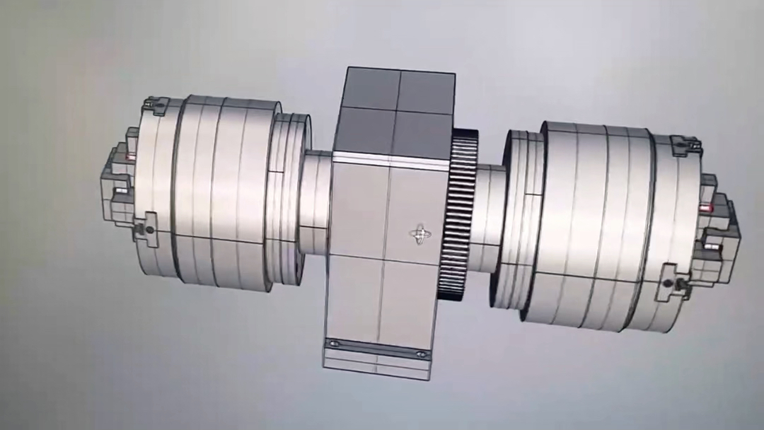 加工,保证两端同心度#双向主轴夹座#气动卡盘#双头数控车床#工装夹具