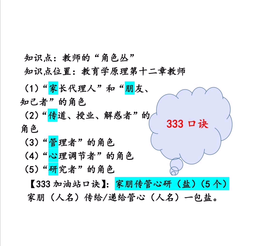 333教育综合考研|教师的角色丛|333葵花宝典助记口诀|333顺口溜|333口令|教育学原理|教育学考研|333背诵技巧哔哩哔哩bilibili