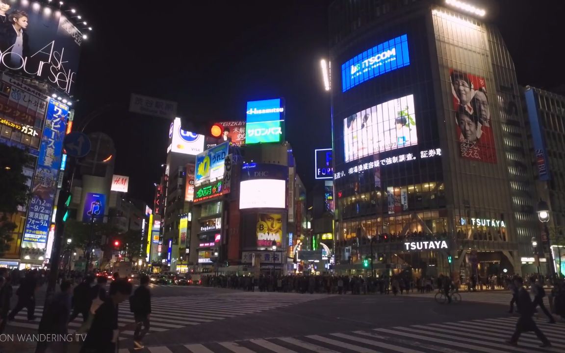 【超清日本】第一视角漫步东京夜晚的涩谷 2018.4【NIPPON WANDERING TV】_哔哩哔哩_bilibili