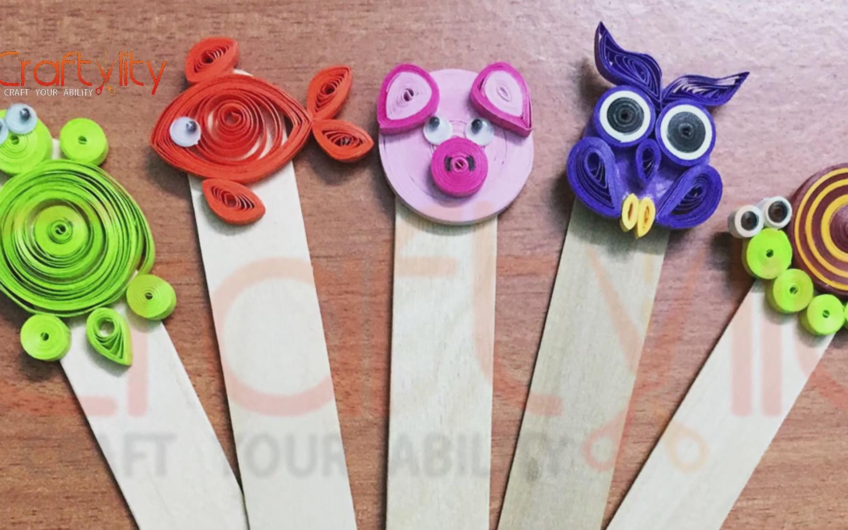 衍纸【quiling】动物书签  海龟 鱼 猪 猫头鹰 蜗牛