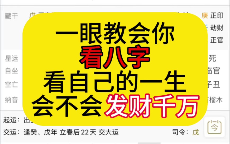 一眼教会你看八字,看自己的一生会不会发财千万哔哩哔哩bilibili