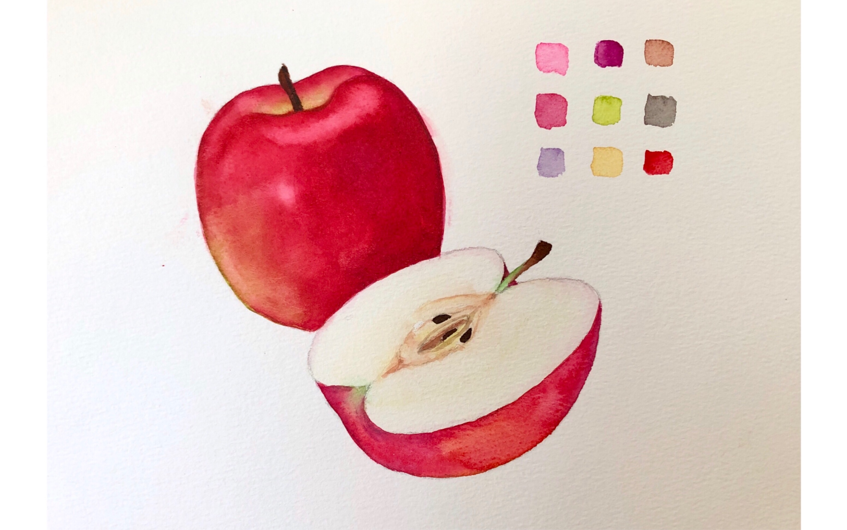 活动作品用水彩画简单水果八苹果
