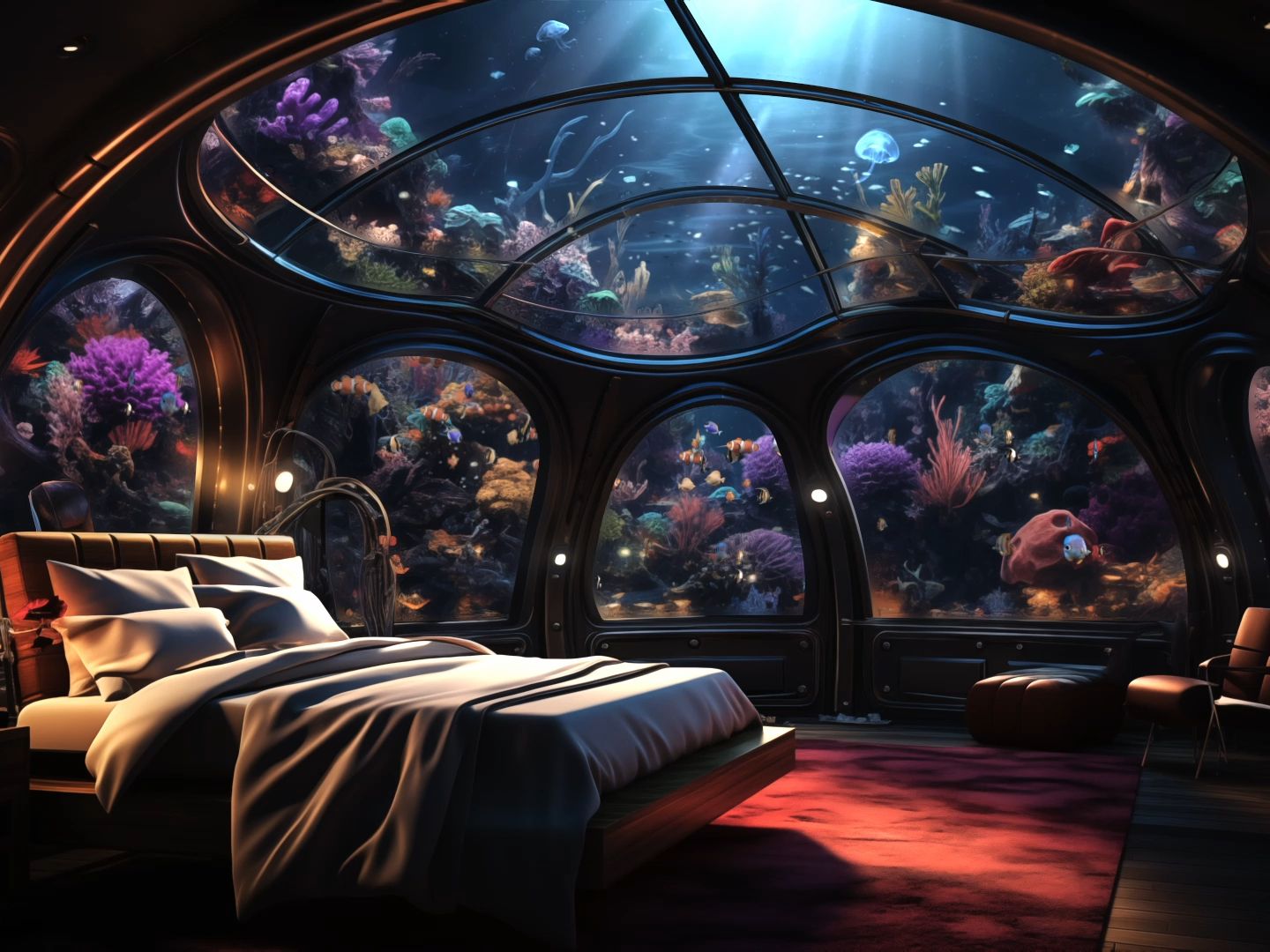 完美的海底卧室 | 轻松的水下环境声音 | asmr 睡眠,学习,放松