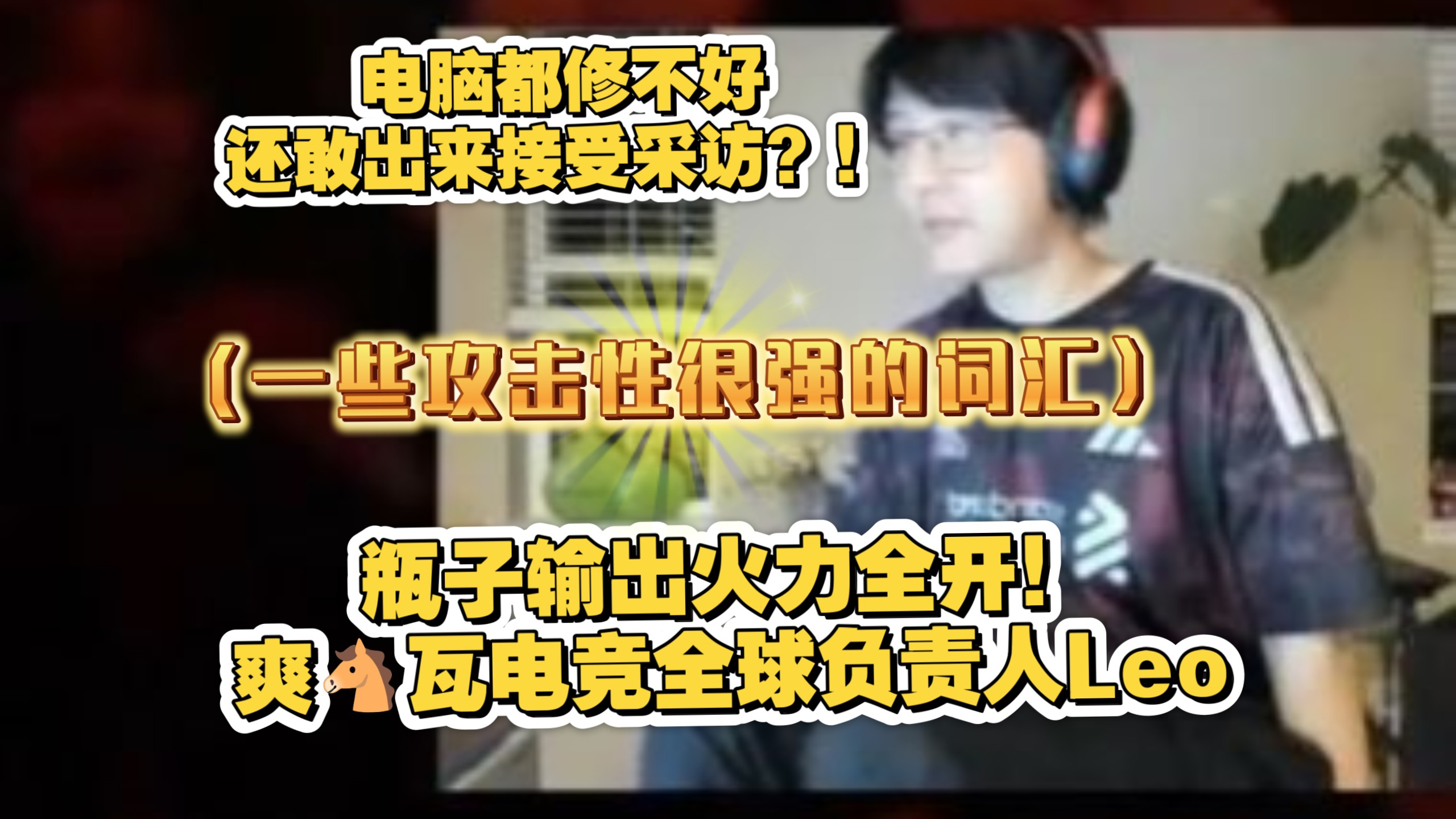 （音频缺失补档）【瓶】电脑都修不好还敢出来接受采访？！瓶子火力全开爽骂无畏契约电竞全球负责人Leo