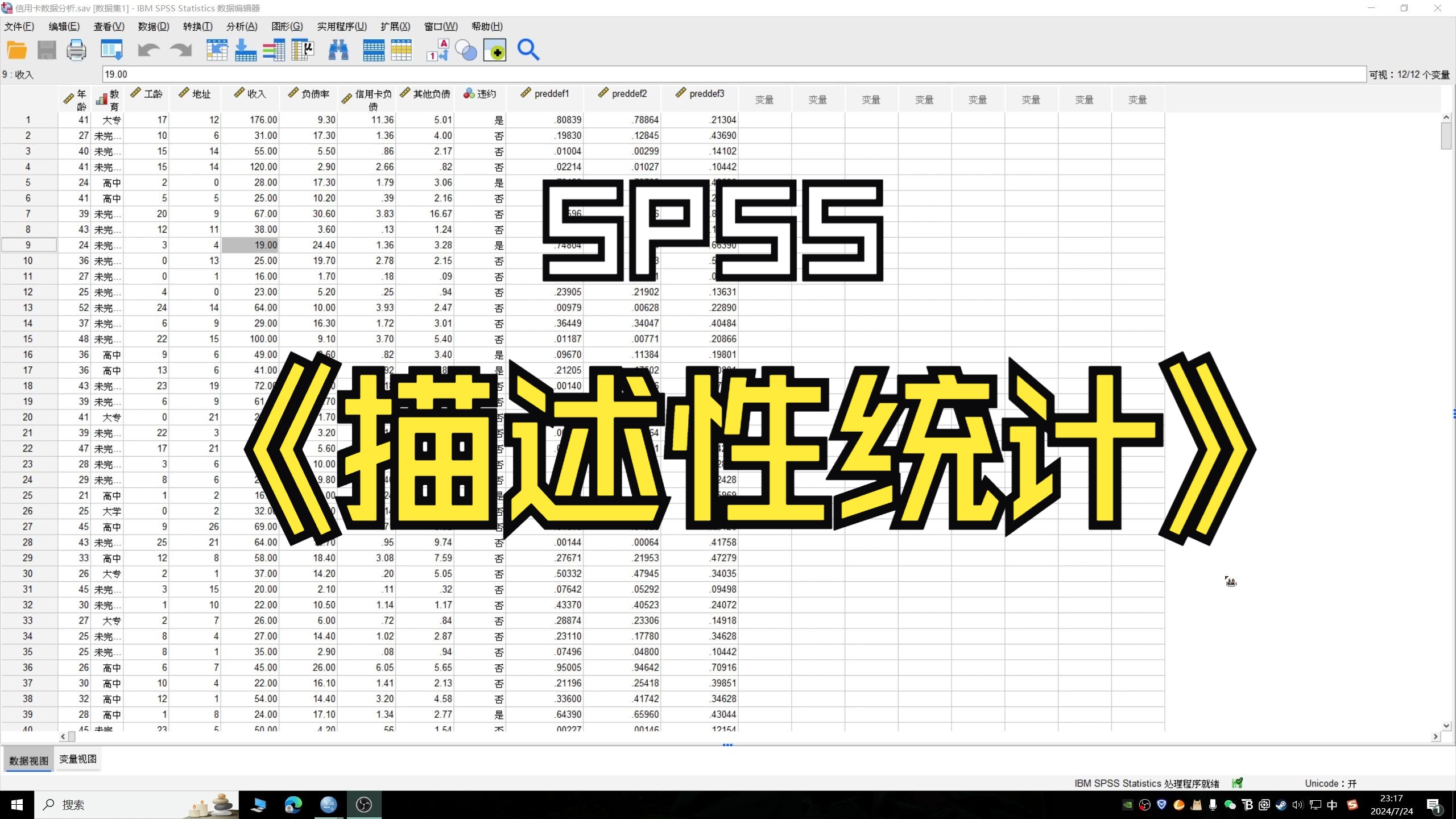 SPSS新手数据分析教程之描述性统计哔哩哔哩bilibili